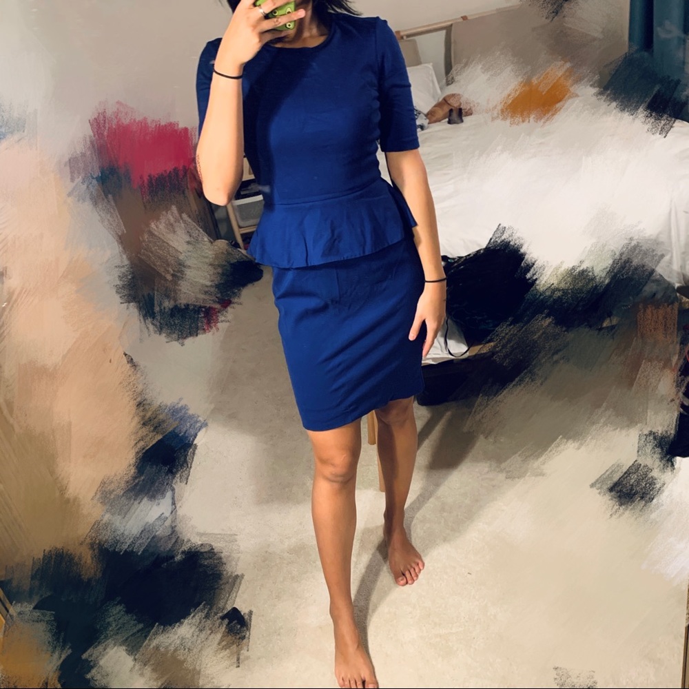 Trina Turk cobalt peplum dress